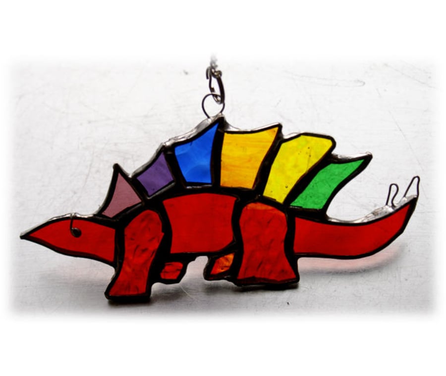 Dinosaur Suncatcher Stained Glass Stegosaurus Rainbow Jurassic