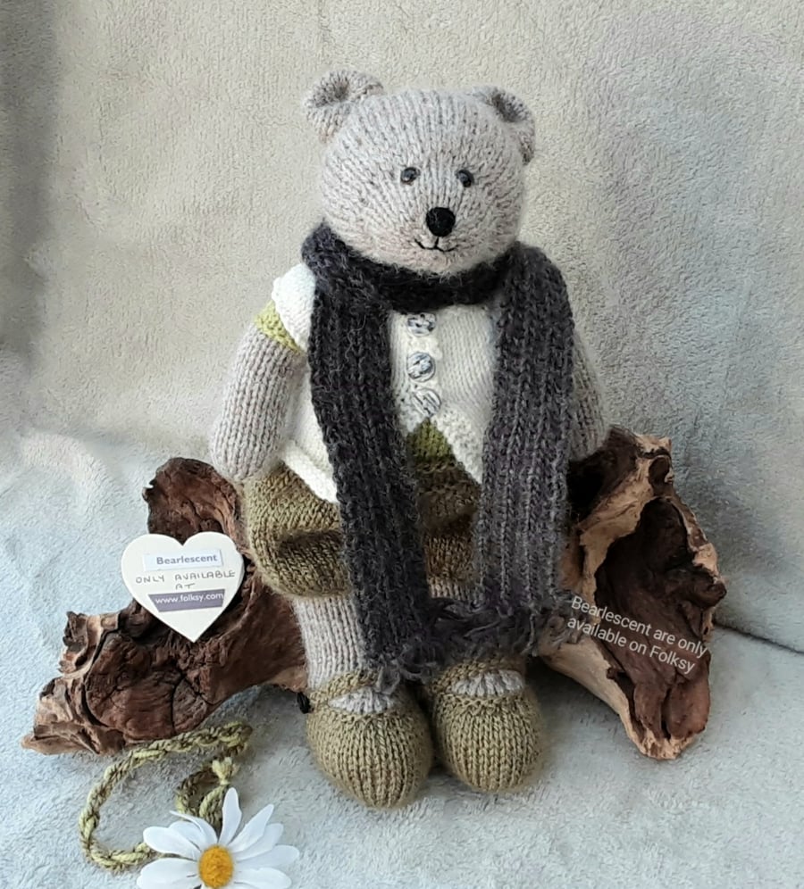 Hand knitted bear, Dressed Teddy Bear, Handmade Gift
