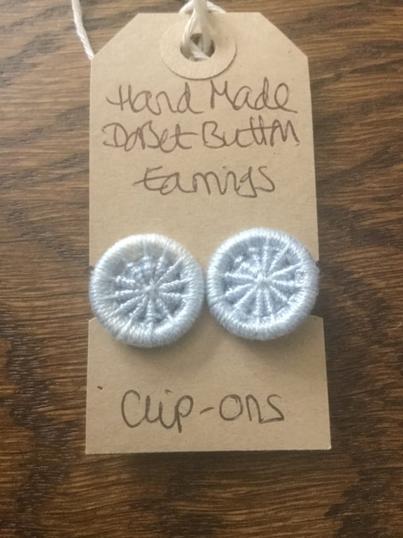 Dorset Button Clip-on Earrings, Pale Blue