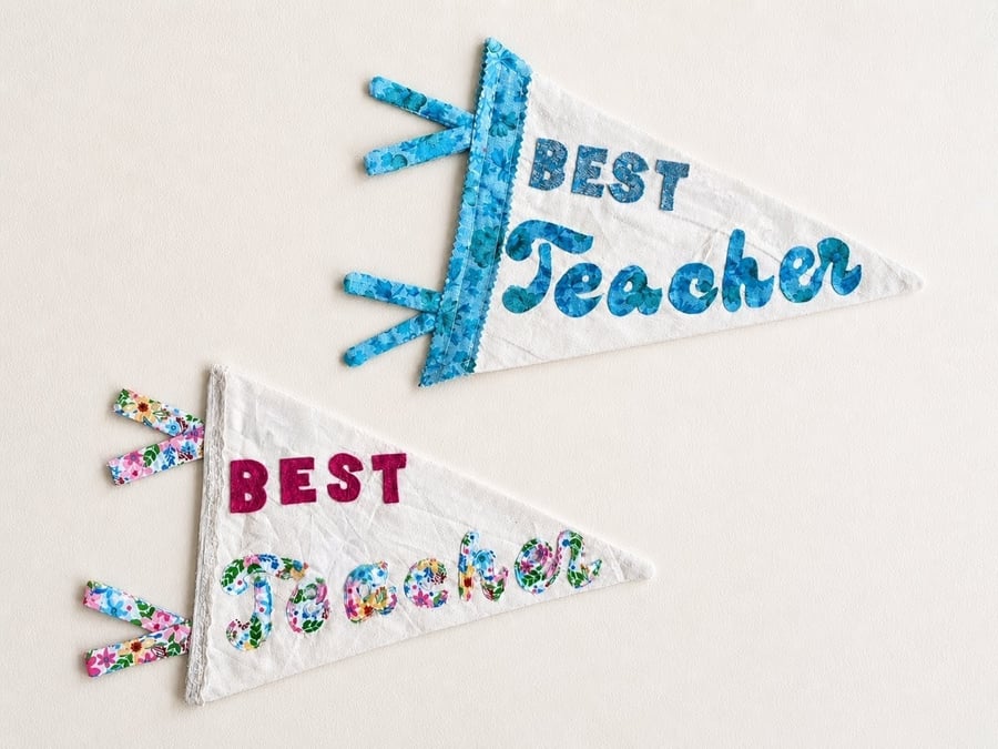 Best Teacher Handmade Gift Pennant Flag