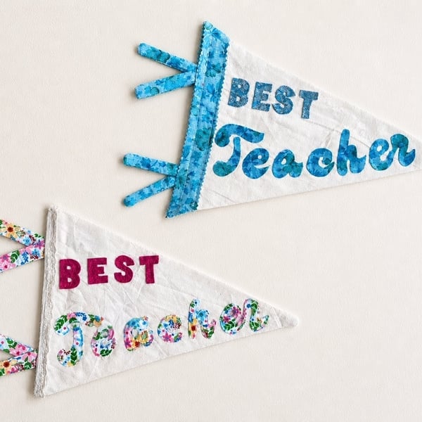 Best Teacher Handmade Gift Pennant Flag