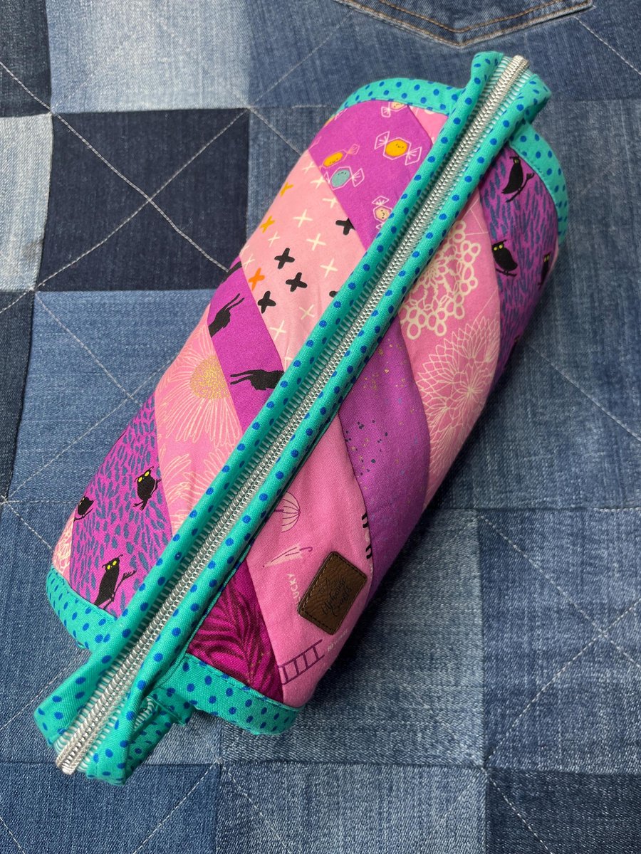 Pink Purple Teal Sew Together Bag, Organiser Bag, Make Up Bag