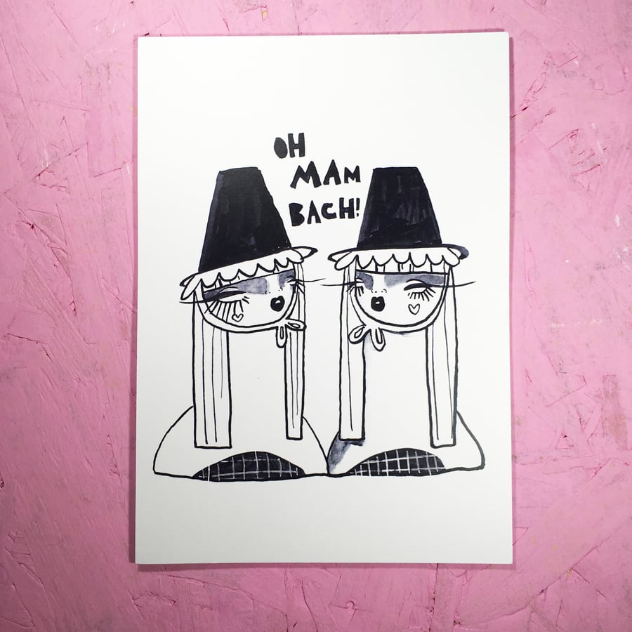 'Oh Mam Bach' Small Poster Print