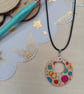 Colorful wooden hand painted circular necklace