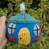 Country cottage tea cosy - hand embroidered - to fit a small tea for one teapot
