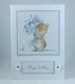 Cute birthday card - mouse with bouquet - Image 1