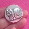 Cat Brooch in Silver Pewter