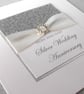 Handmade silver 25th wedding anniversary card, modern, designer - Image 3