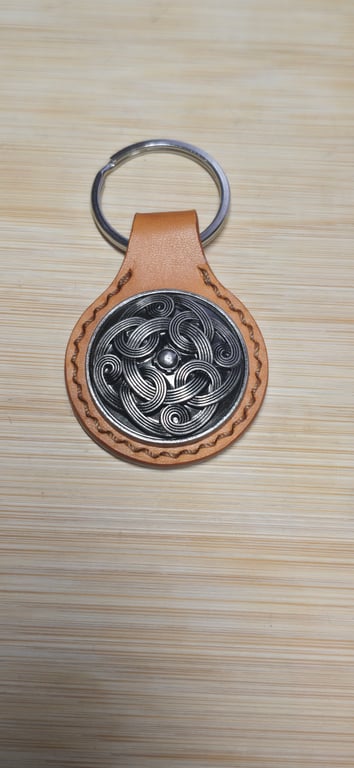 Leather Keyring with Celtic Style Concho