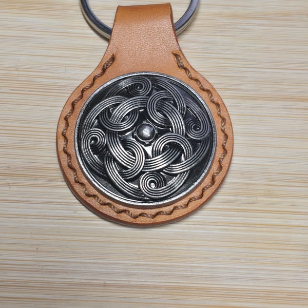 Leather Keyring with Celtic Style Concho