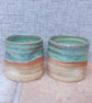 Pair of whisky tumbler or espresso coffee cup in stoneware hand thrown pottery - Image 4