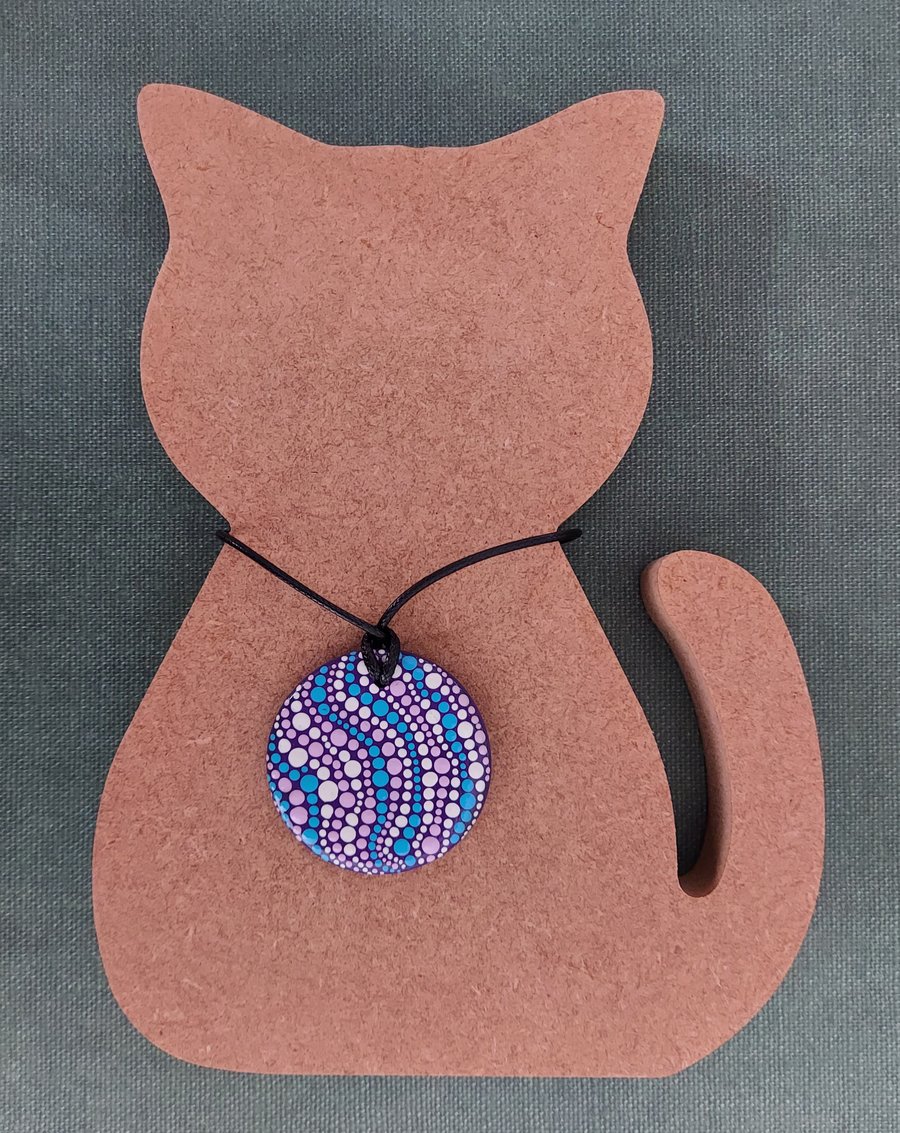 Hand Painted Ceramic dot Art Pendant