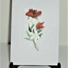 original art hand painted floral greetings card ( ref F 633)
