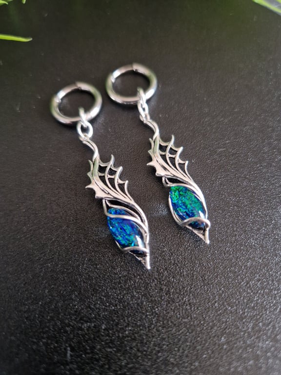 Elven Ethereal Dragon Wings Snap Hoop Earrings