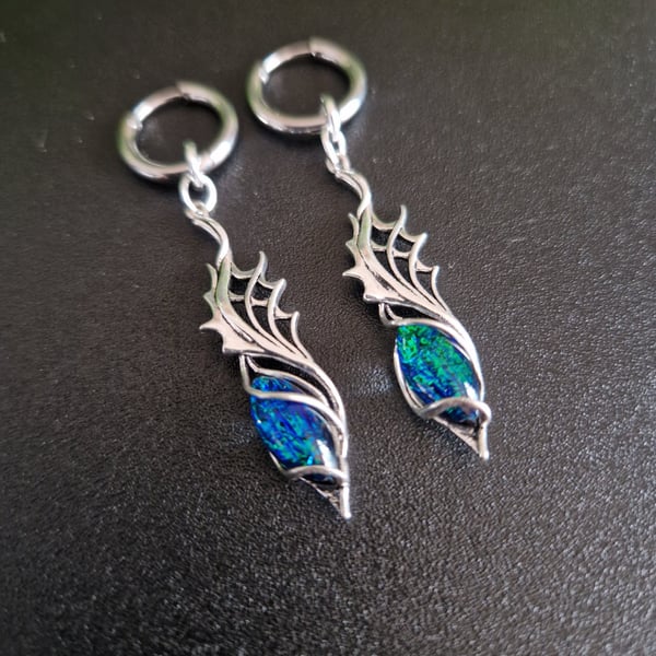 Elven Ethereal Dragon Wings Snap Hoop Earrings