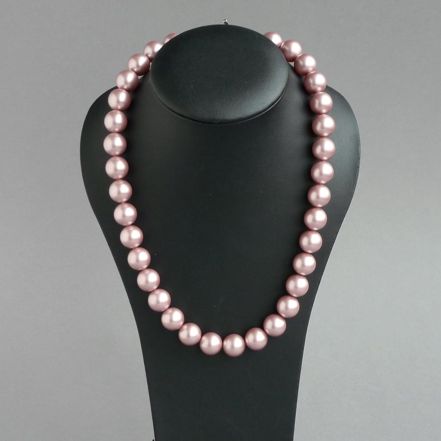 Chunky Dusky Pink Necklace - Mother of the Bride or Groom - Pink Wedding Pearls 