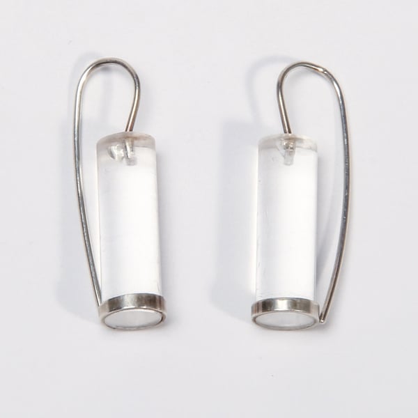 Clear Acrylic and Silver Earrings