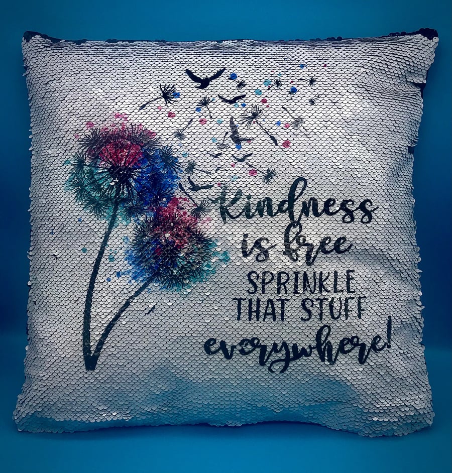 Dandelion wish cushion with insert pillow, kindness message,