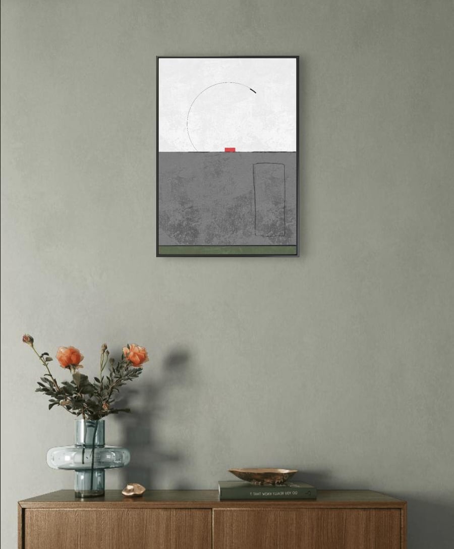 Digital Abstract Art Print Hand Drawn Geometric Design, Scandinavian Decor (UNFR