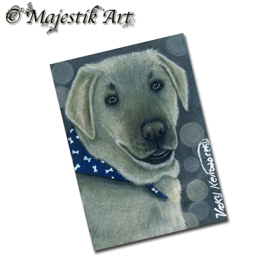 Archival ACEO Labrador Print 'Blue' By V Kenworthy