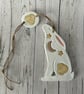 Celtic Moon Clay Hare Wall Hanging with Moon Gazing Hare Design
