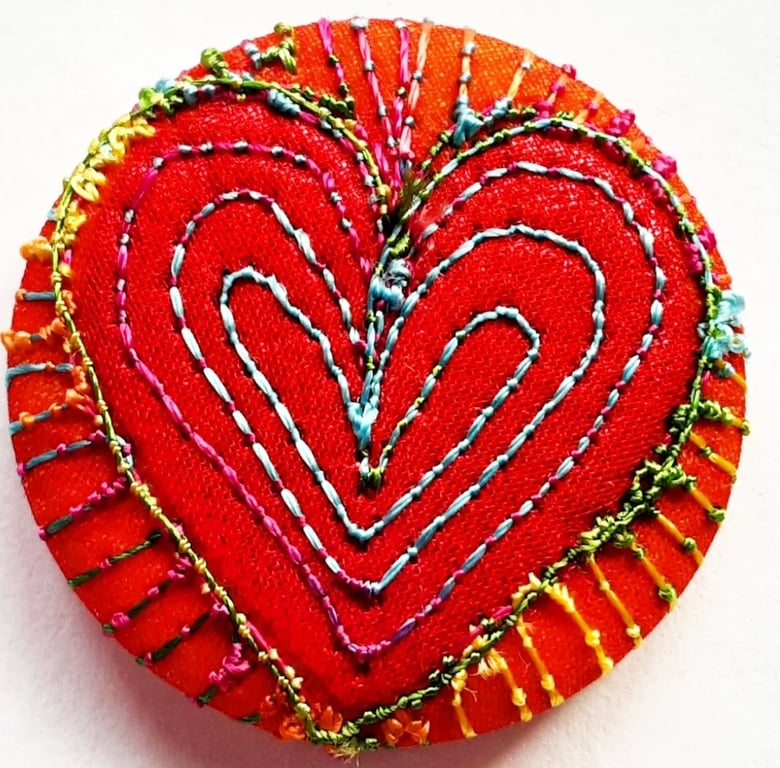 Buttons 1 inch button Hand Dyed Silks and Cottons Free Machine Embroidery Button