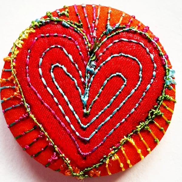 Buttons 1 inch button Hand Dyed Silks and Cottons Free Machine Embroidery Button