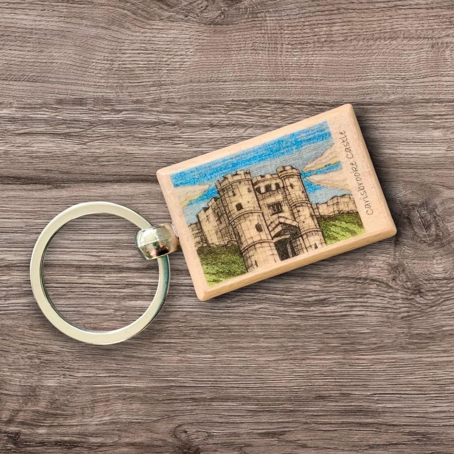 Isle of Wight Keyring, Carisbrooke Castle Wooden Keyring