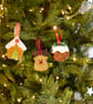 Festive felt decoration trio, Gingerbread house, Reindeer, Pudding - Image 1