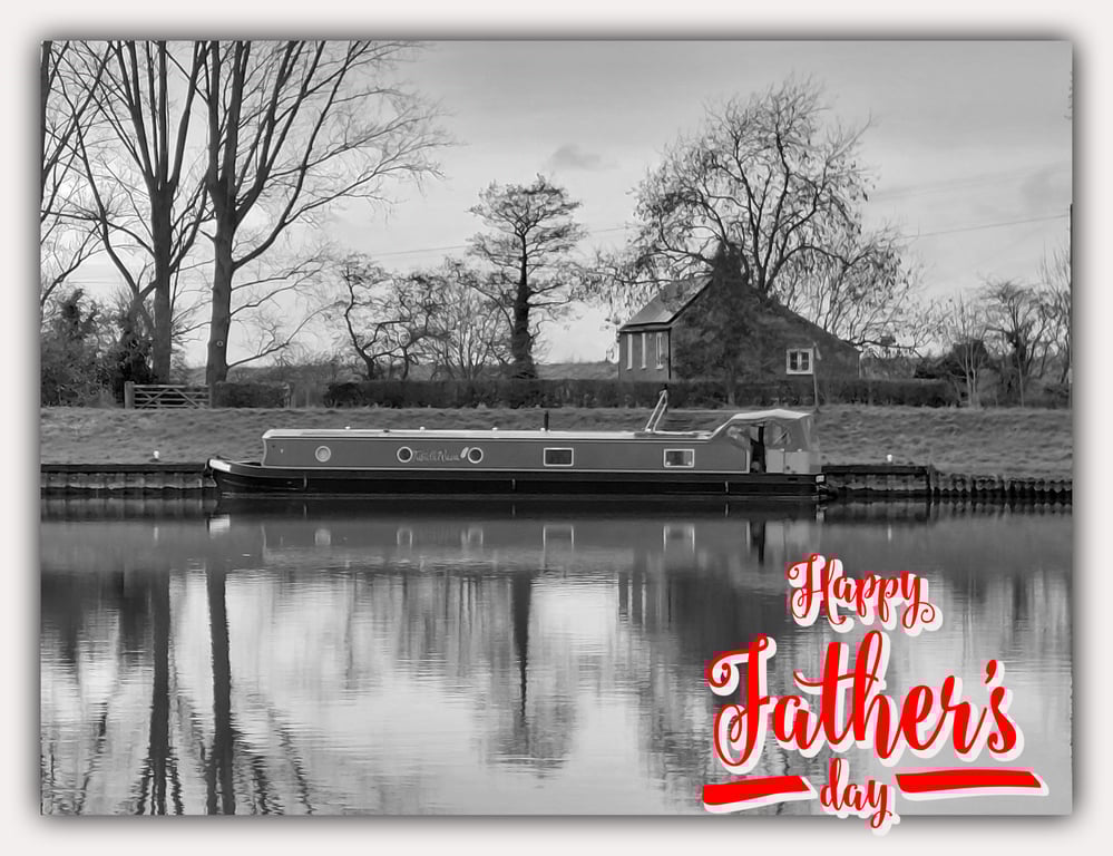 Happy Father's Day Norfolk Canal Boat A5 Greeting Card 