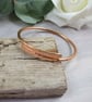 Copper Simple Hammered Bangle Stamped Heart and Moon on Inside