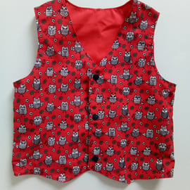 Owls Waistcoat, Age 2 years, boys waistcoat,  boy's clothes, party clothes