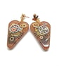 Steampunk Heart Holographic Gold Glitter Earrings