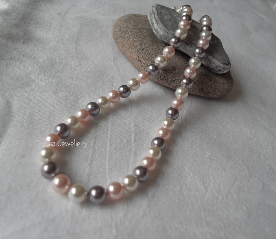 White Pink Mauve Necklace