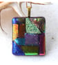Dichroic Glass S008 Supersize Patchwork Pendant with Gold plated chain - Image 3