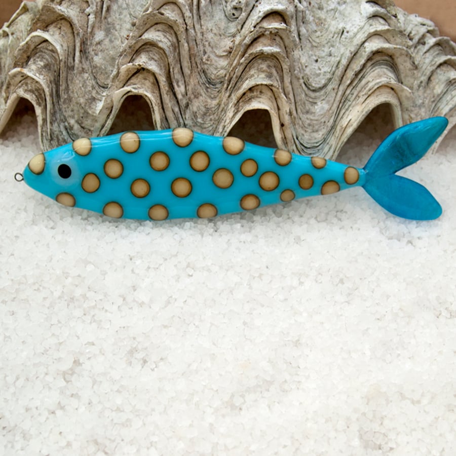 Fused Glass Spotty Fish Decoration