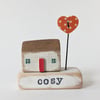 Little Wooden Handmade House and Base in a Bag - cosy