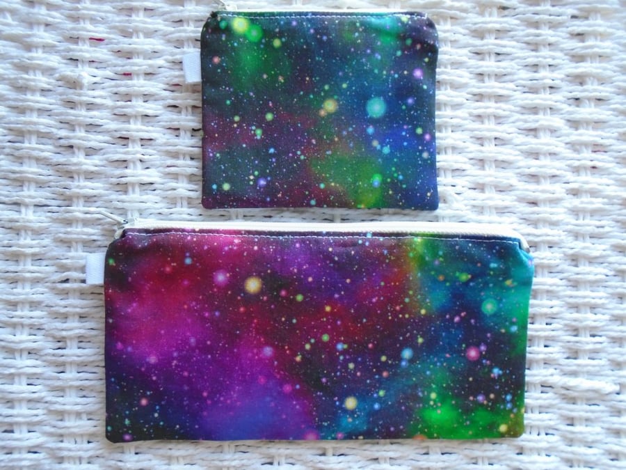 Cosmic Galaxy Gift Set Purse & Small Make Up Bag or Pencil Case.