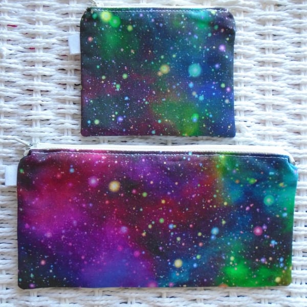 Cosmic Galaxy Gift Set Purse & Small Make Up Bag or Pencil Case.