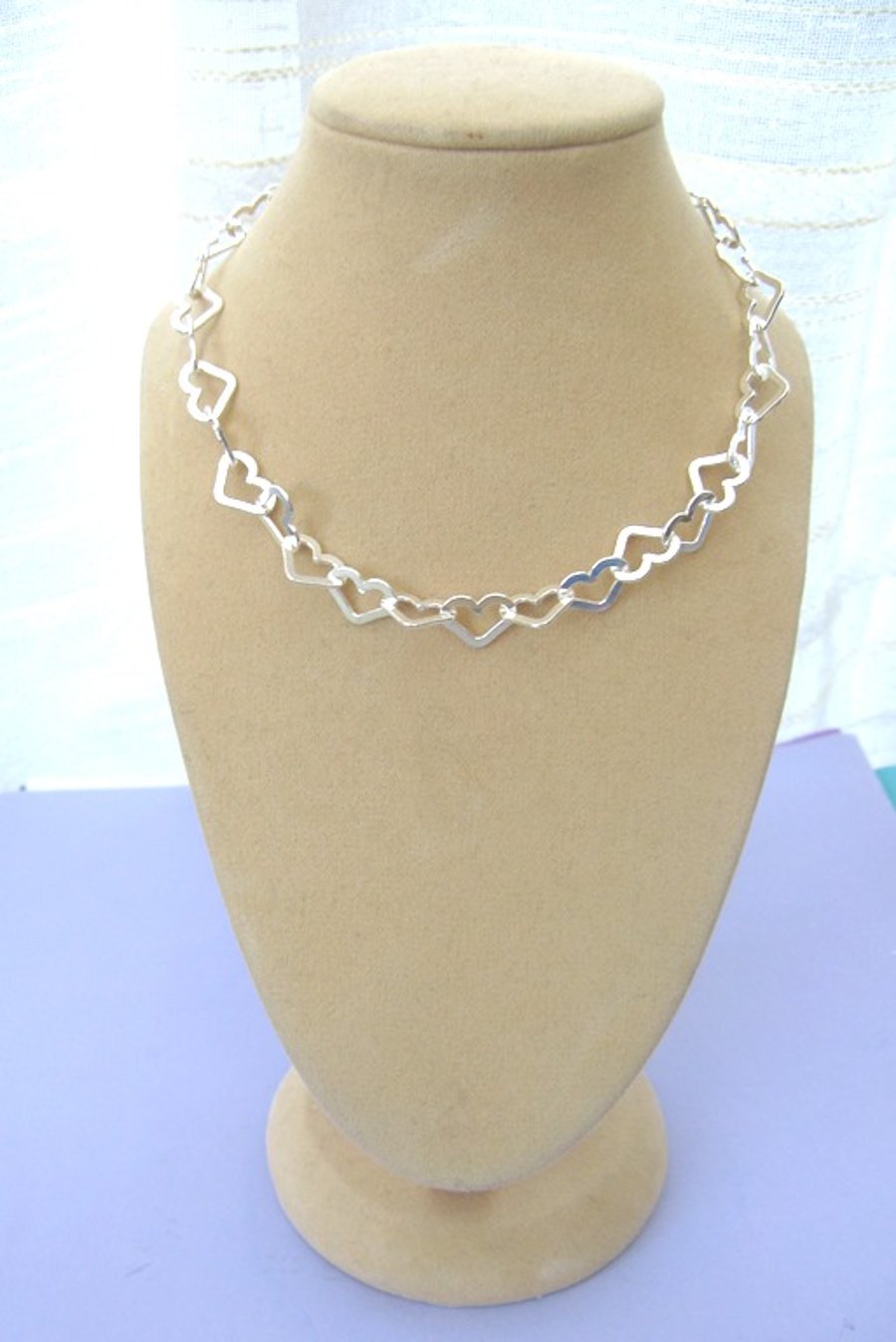Sterling silver heart chain necklace