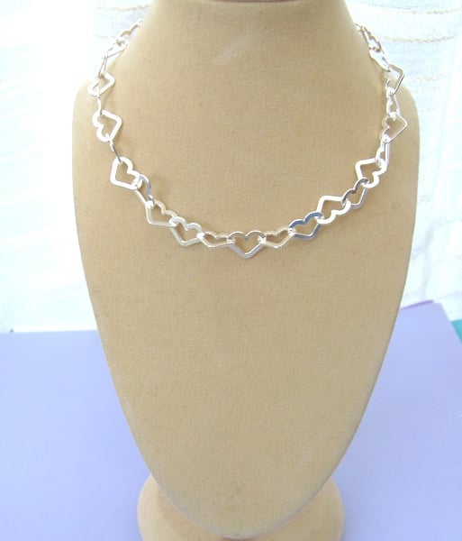 Sterling silver heart chain necklace