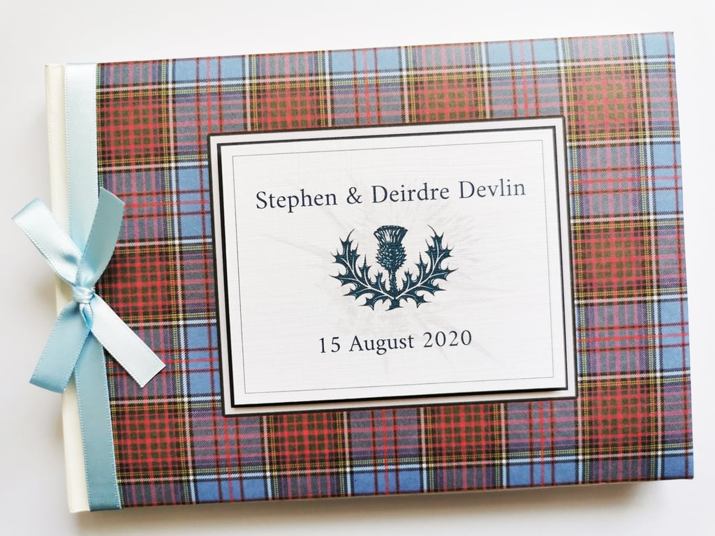 Scottish Anderson ancient tartan wedding guest book, gift