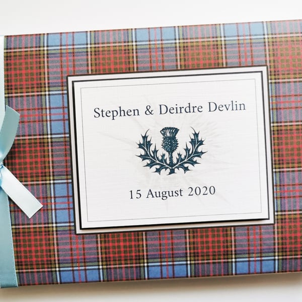 Scottish fraser hunting weathered tartan wedding guest book, gift