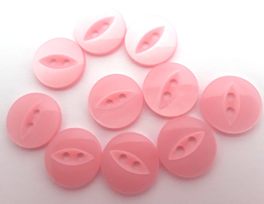 20 pink round fish eye buttons 16mm 