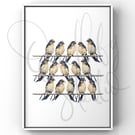 Watercolour Print Swallows Arrivals Lounge