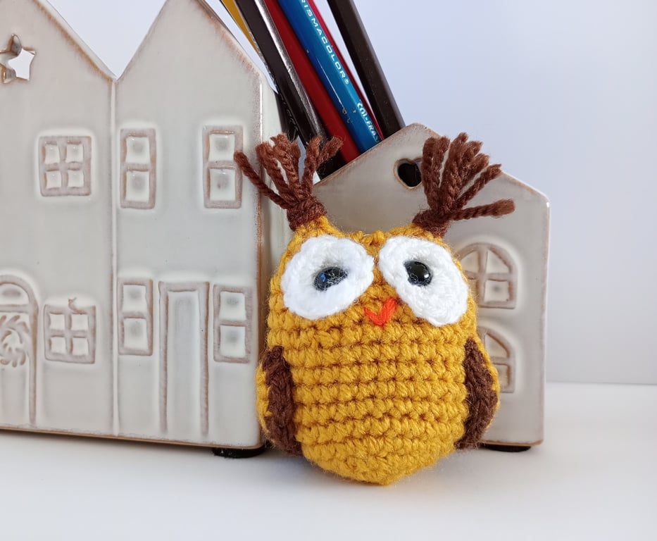 Owl crochet Bag charm key ring