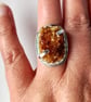Citrine Druzy Adjustable Statement Ring Sterling Silver Chunky Crystal Jewellery - Image 2