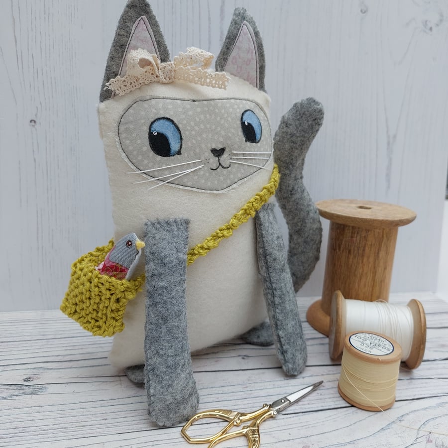 Large Felt cat ornament 