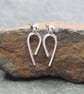 Silver argentium arc stud earrings, handmade recycled silver arc studs - Image 10