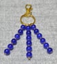 Bag Charm – Blue Glass Bead and Gold Spacer Triple Dangle - Image 3
